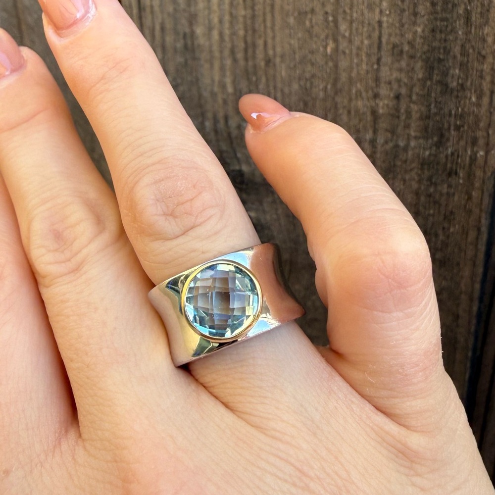 Blue Topaz Sterling Silver & 14k Ring